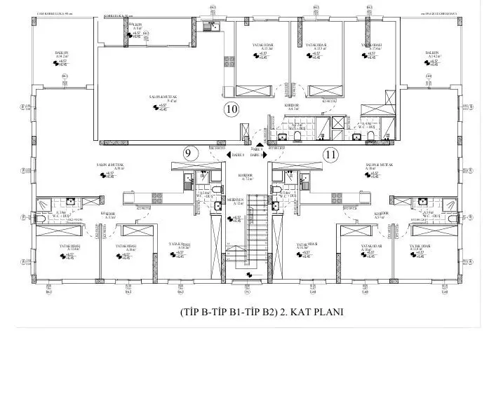 Berçem İnşaat Lavin Projesi Kıbrıs Tip B 2. kat mimari planı