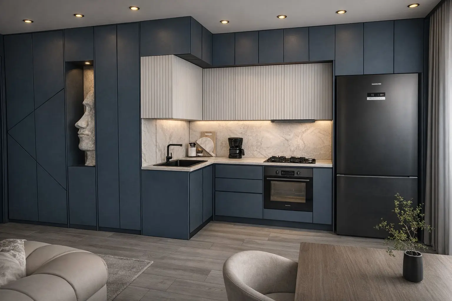 Berçem İnşaat Nova Projesi Kıbrıs modern mutfak tasarımı