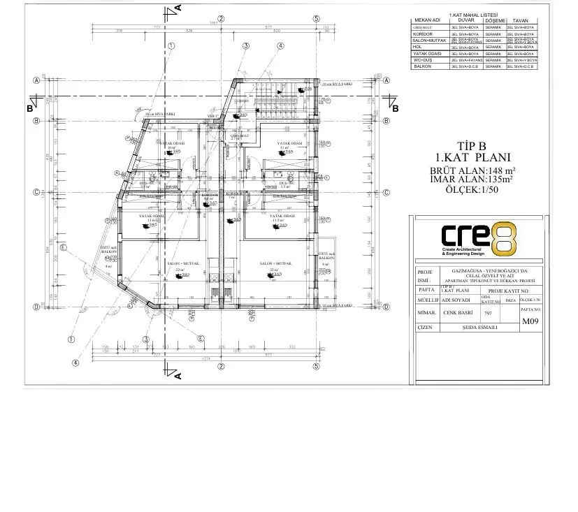 Berçem İnşaat Özveli Life Projesi Kıbrıs Tip B zemin kat planı